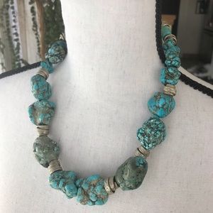Mexican chunky turquoise and silver necklace